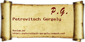 Petrovitsch Gergely névjegykártya